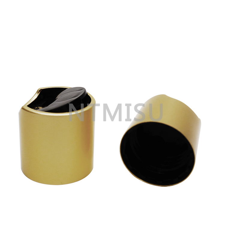 Professional Manufacture 24 410 Matte Black and Gold Aluminum Disc Top Screw Cap