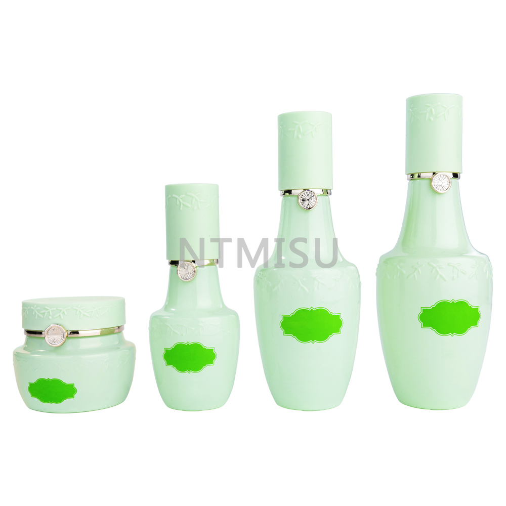 45ml Thin Tall Green Cosmetic Cream Glass Bottle