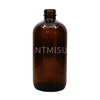 16OZ Amber Boston Round Glass Bottle with Pump