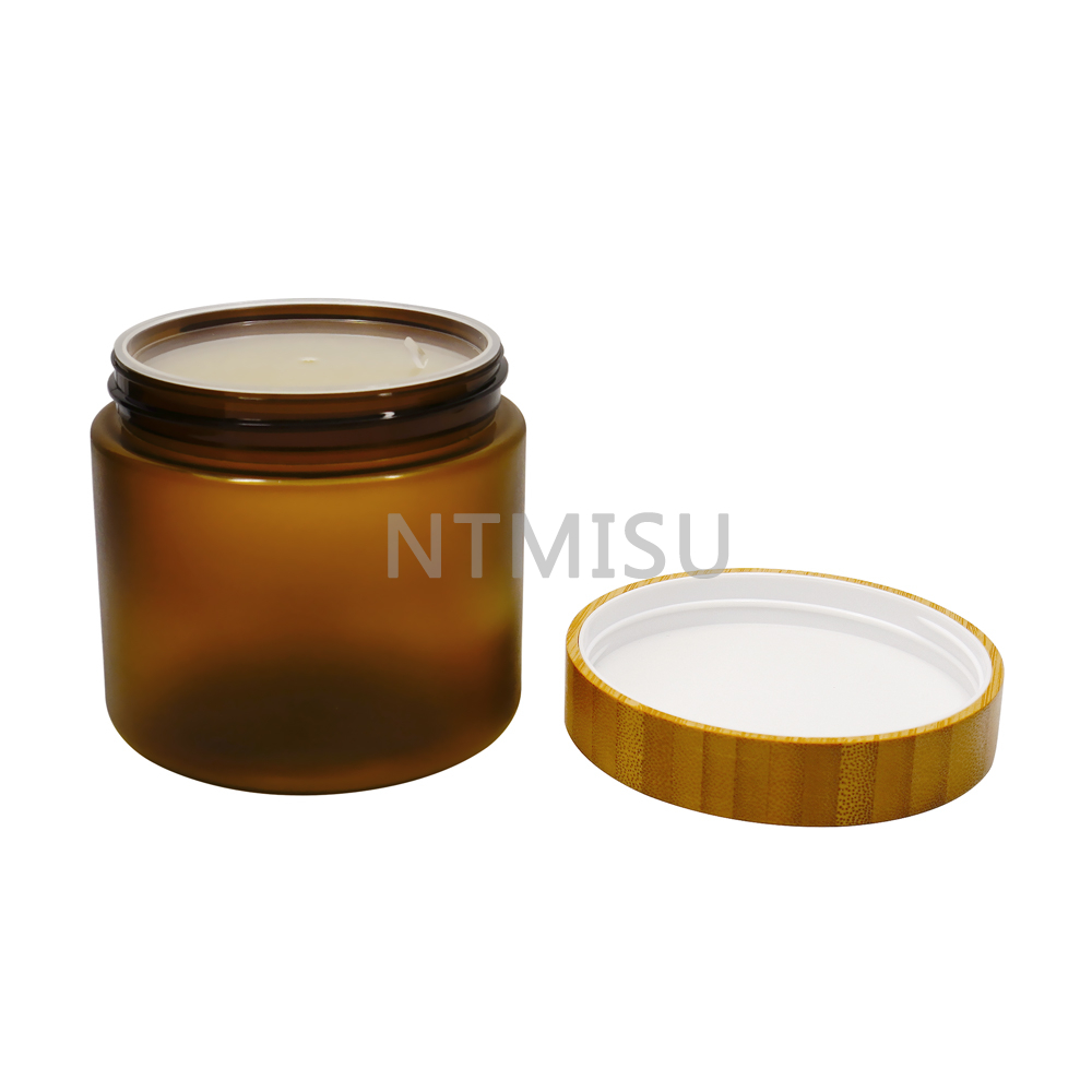 500g Amber Plastic Cream Jar with Bamboo Lids