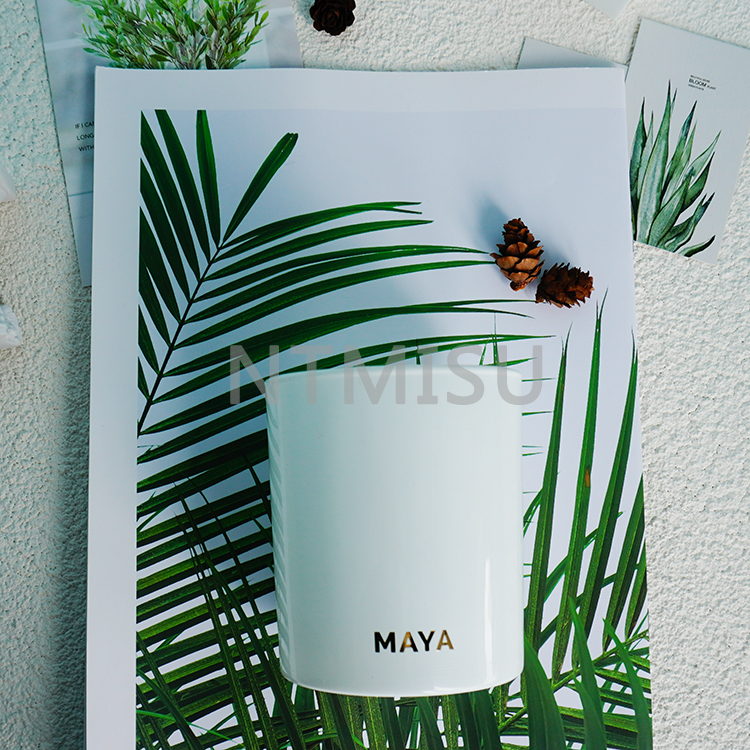 Elegant Appearance Pure White Glass Candle Cup with Bronzing Logo