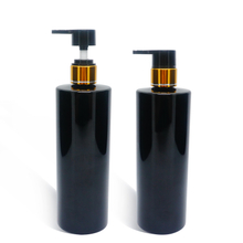 600ml Black PET Flat Shoulder Bottle with Aluminum Lotion Pump