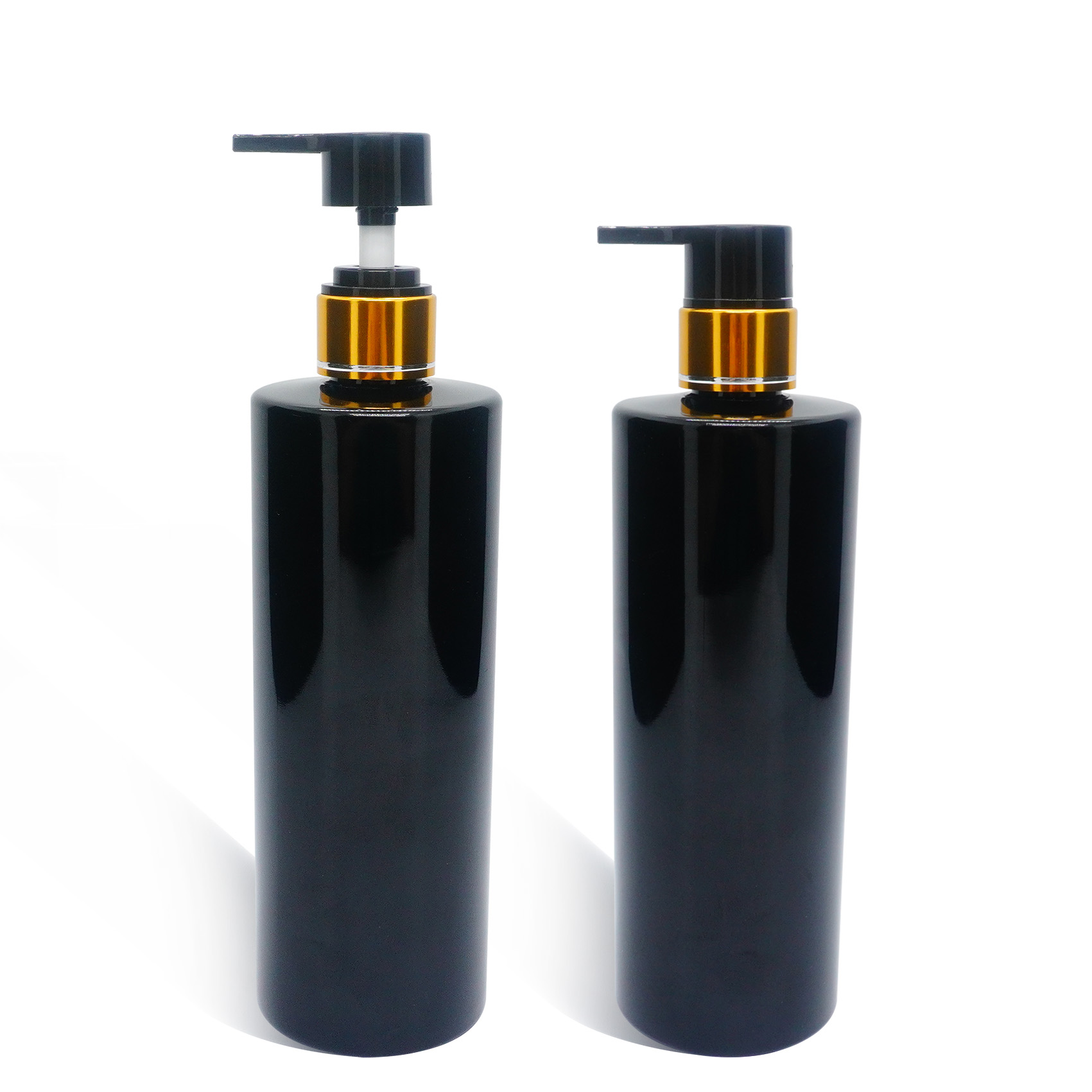 600ml Black PET Flat Shoulder Bottle with Aluminum Lotion Pump