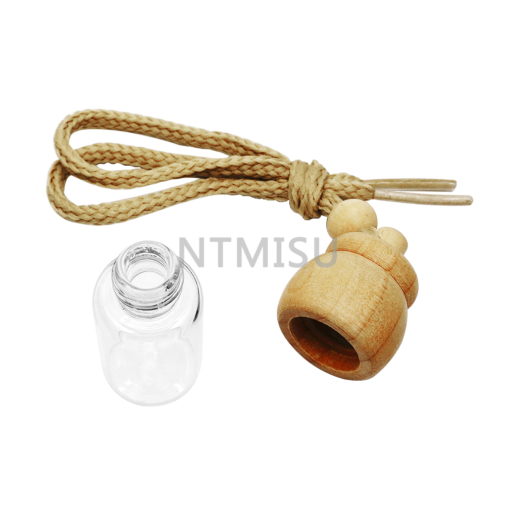 7ml Empty Hanging Car Perfume Glass Bottle with Wood Cap