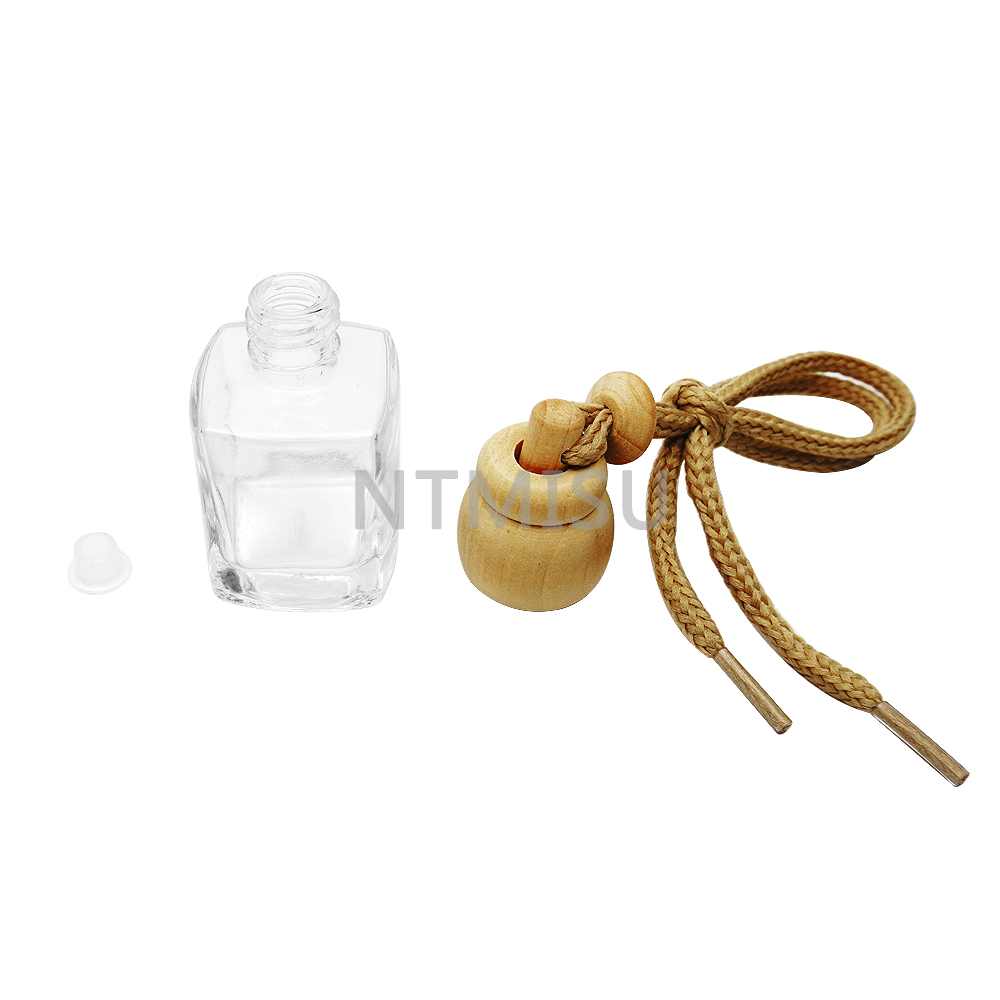 Empty 16ml Air Freshener Perfume Glass Bottle With Wooden Lid for Hanging Car