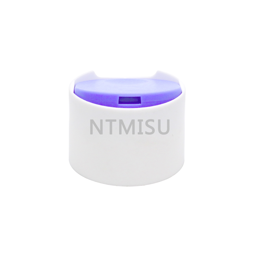 Hot Sale Screw Down 24mm Plastic Bottle Cover White and Purple Press Cosmetic Disc Top Cap