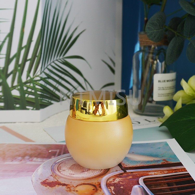 30g High Quality Gradient Orange Glass Cream Jar with Shining Golden Cap