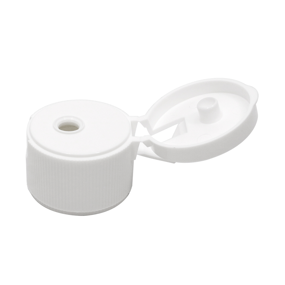 28 410 White Ribbed Shampoo Flip Top Cap for Bottle