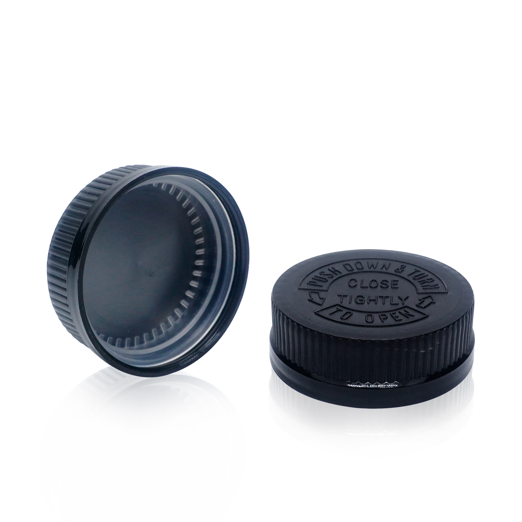 Black Ribbed Screw Childproof Press Cap