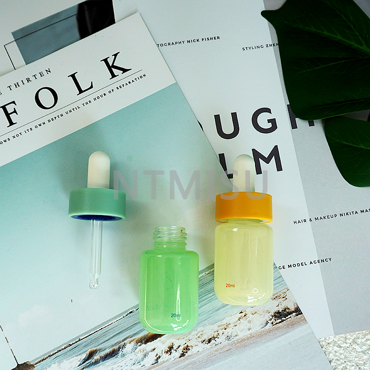 20ml Orange And Yellow Essential Oil Glass Bottle With Silicone Dropper