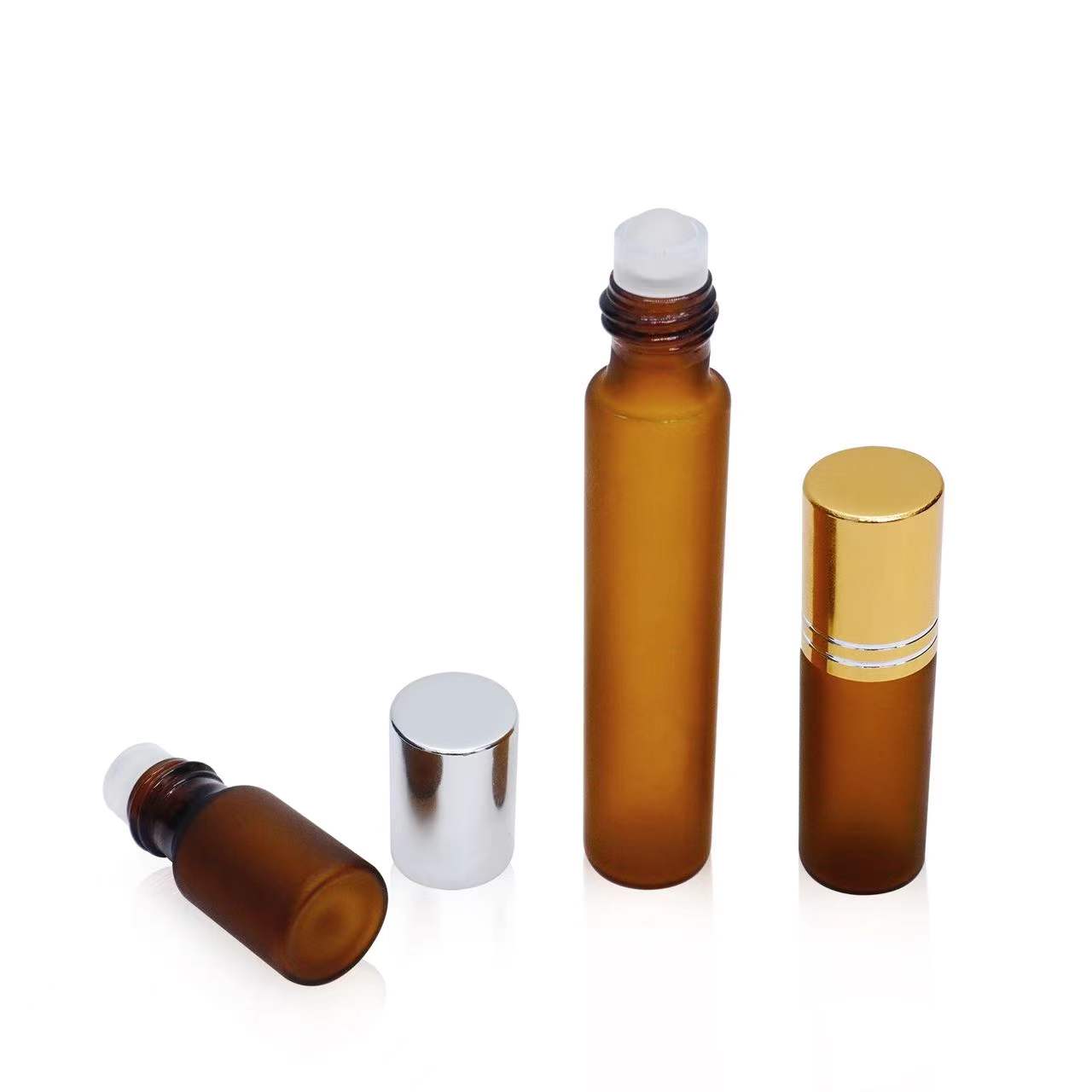 10ml Amber Glass Bottle Roll on Bottle with Aluminum Cap