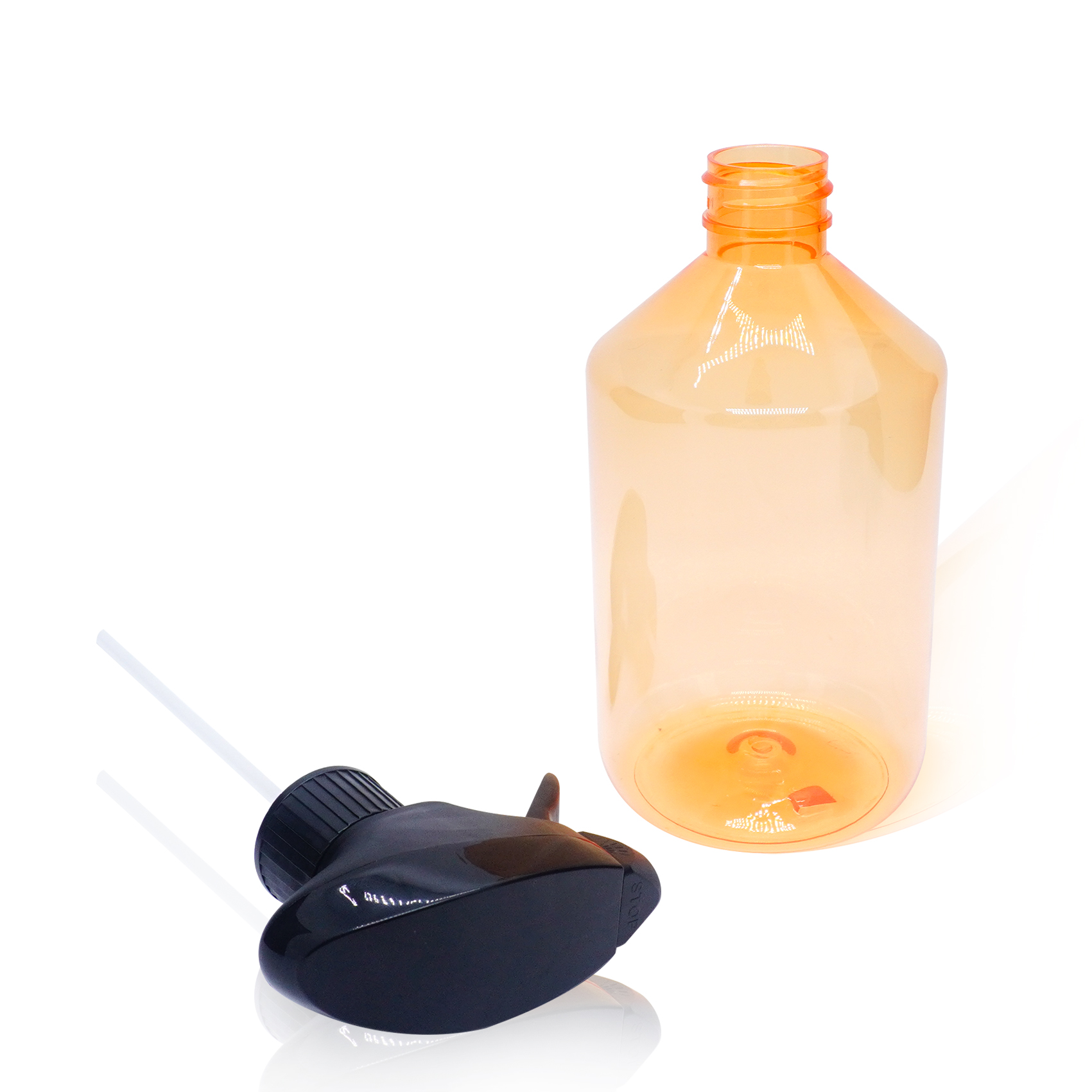 500ml Clear Orange Bottle with All Plastic Trigger Sprayer