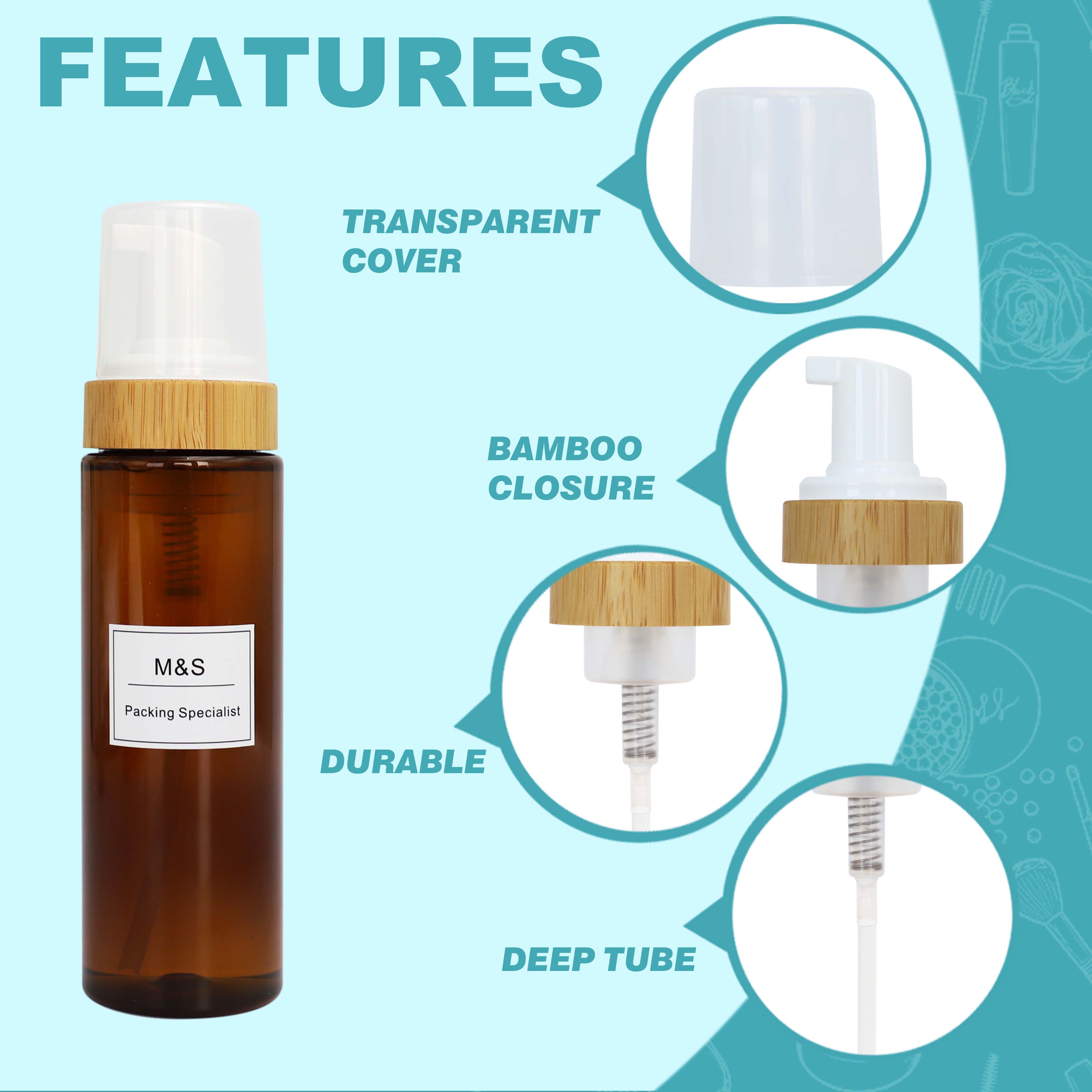 43mm Bamboo Foam Soap Pump Foaming Dispenser For Cosmetic Packaging