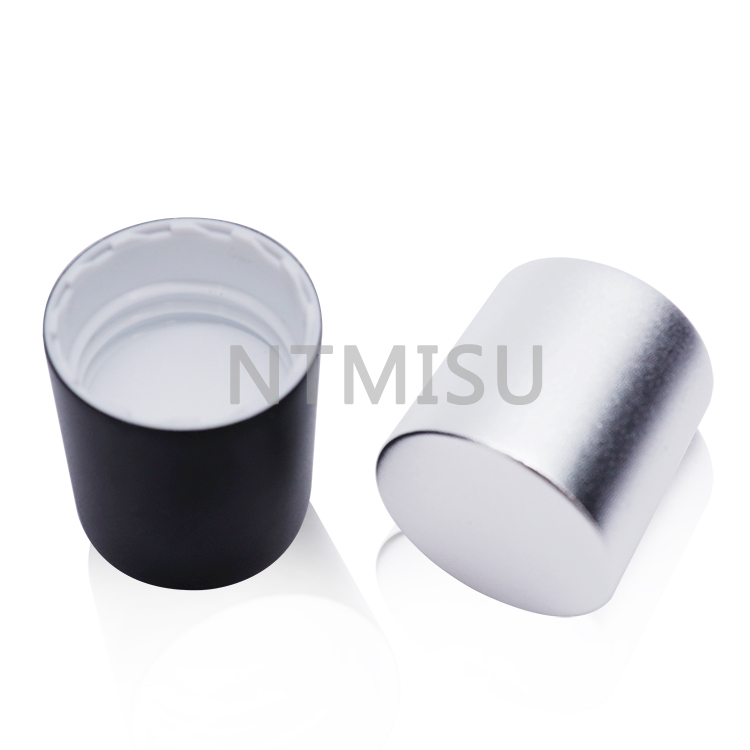 24mm Aluminium Shiny Black And Silver Cap Universal Screw Cap