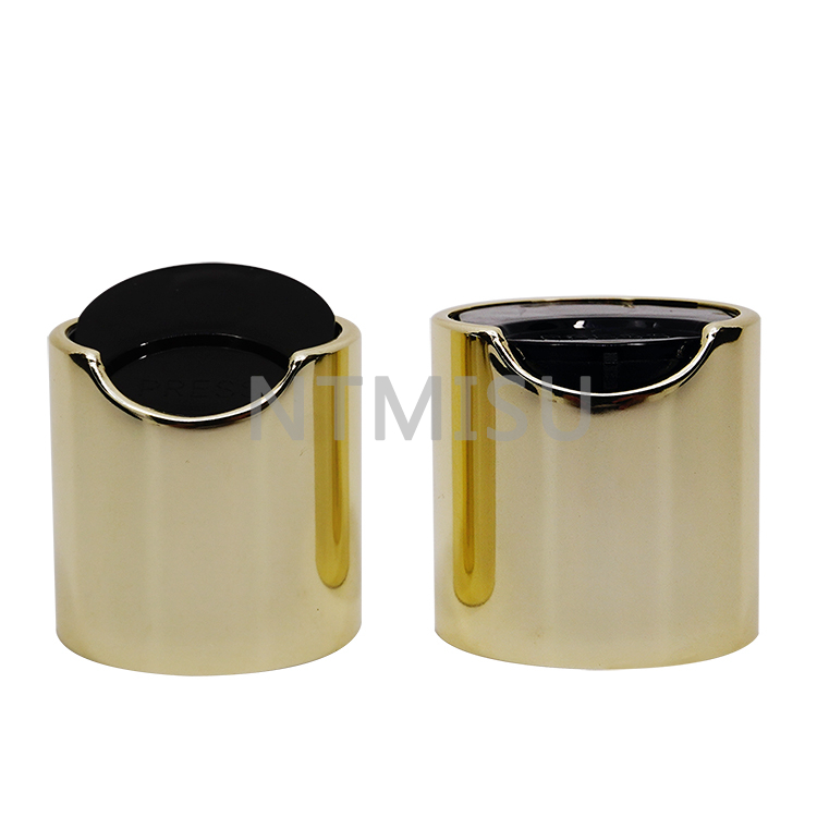 24/410 Multiple Specifications Black Disc Top Cap with Electrochemical Aluminum Light Golden Closure