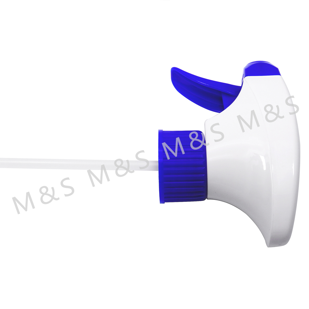 28 410 White and Blue Ribbed Plastic Square Trigger Sprayer Pump