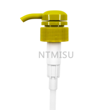32 410 Yellow Ribbed Plastic Lotion Pump for Cosmetic Bottle