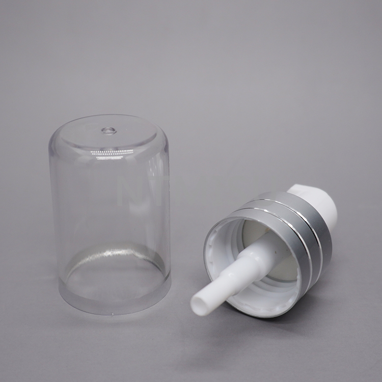 Silver Short Nozzle Cream Pump with Shiny Line