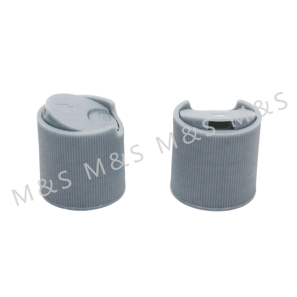  Grey Plastic Ribbed Round Screw Disc Top Cap for Bottle