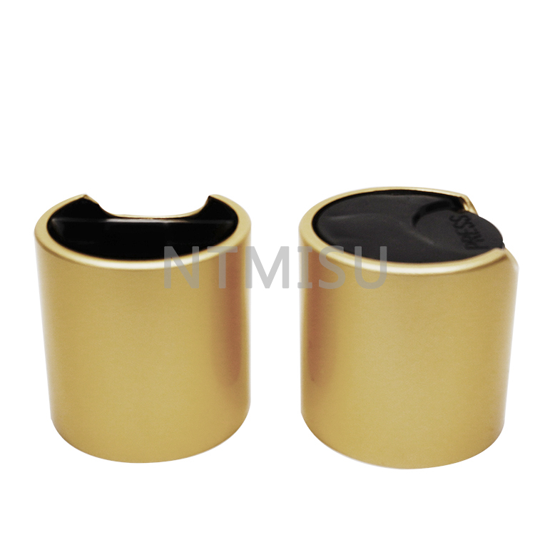 Professional Manufacture 24 410 Matte Black and Gold Aluminum Disc Top Screw Cap