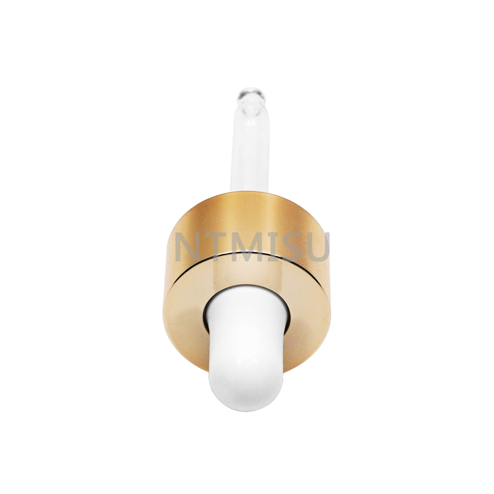 18 410 shiny gold smooth aluminum dropper with glass pipette