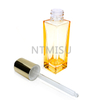 Luxury 30ml Orange Square Glass Bottle with Gold Aluminum Press Dropper