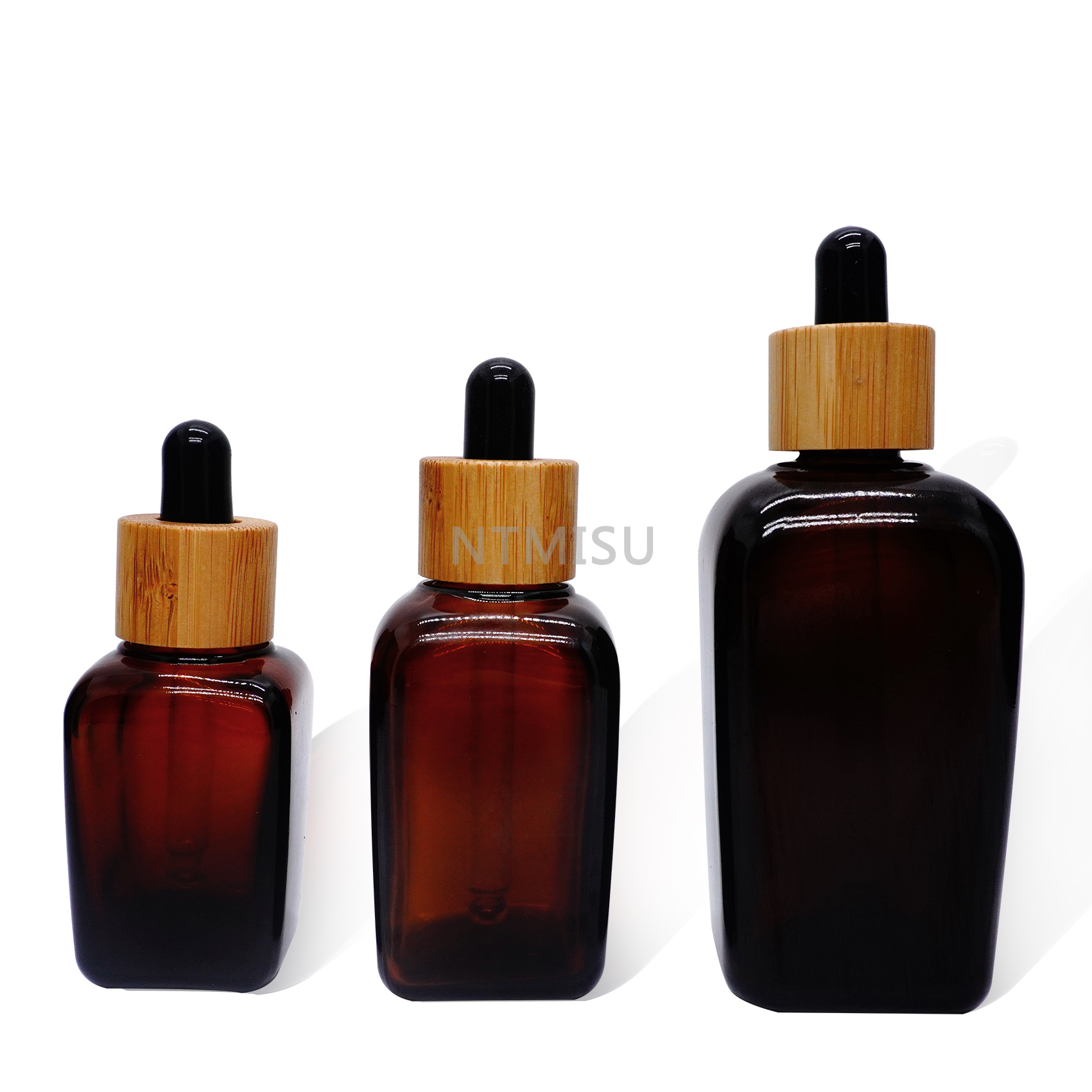 1oz Natural Bamboo Square Glass Dropper Bottle